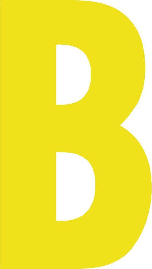 WEBCO Lettersticker B GEEL 10x5cm plakletter huisnummersticker toevoeging huisnummer