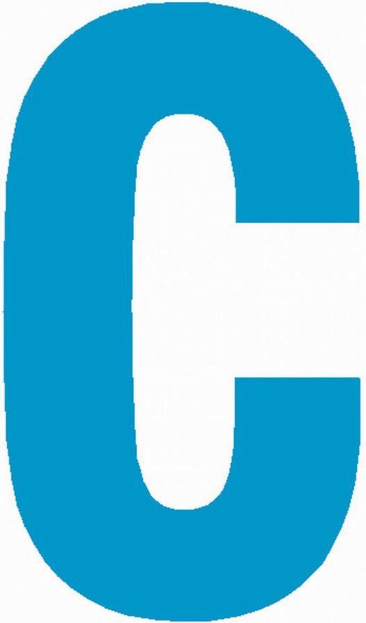 WEBCO Lettersticker C 10x5cm LICHTBLAUW plakletter huisnummersticker toevoeging huisnummer