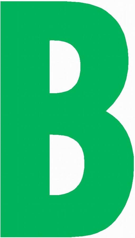 WEBCO Lettersticker B 10x5cm GROEN plakletter huisnummer toevoeging magazijnen showrooms tuincentra