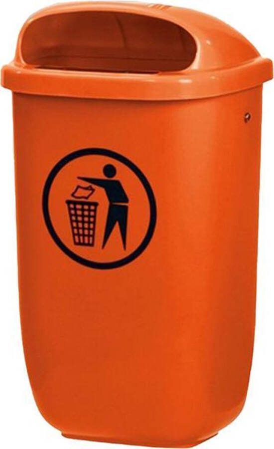Weber City buitenafvalbak 50 liter oranje kunststof Voor paal en wand