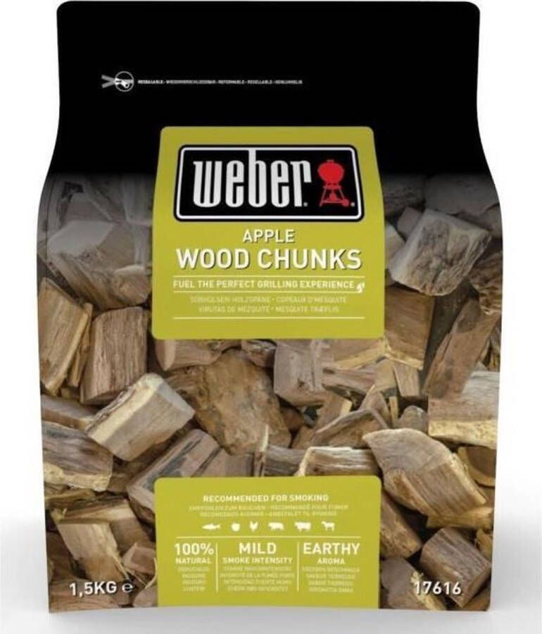 Weber Houtspaanders Wood Chunks appelhout 1 5 kg 100% natuurlijk