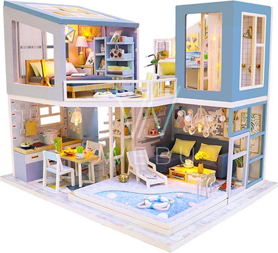 WEBU Premium Miniatuur XXL bouwpakket Voor Volwassenen (14+) Houten Modelbouw Modelbouwpakket DIY Poppenhuis – incl. Licht- First Ever Meet