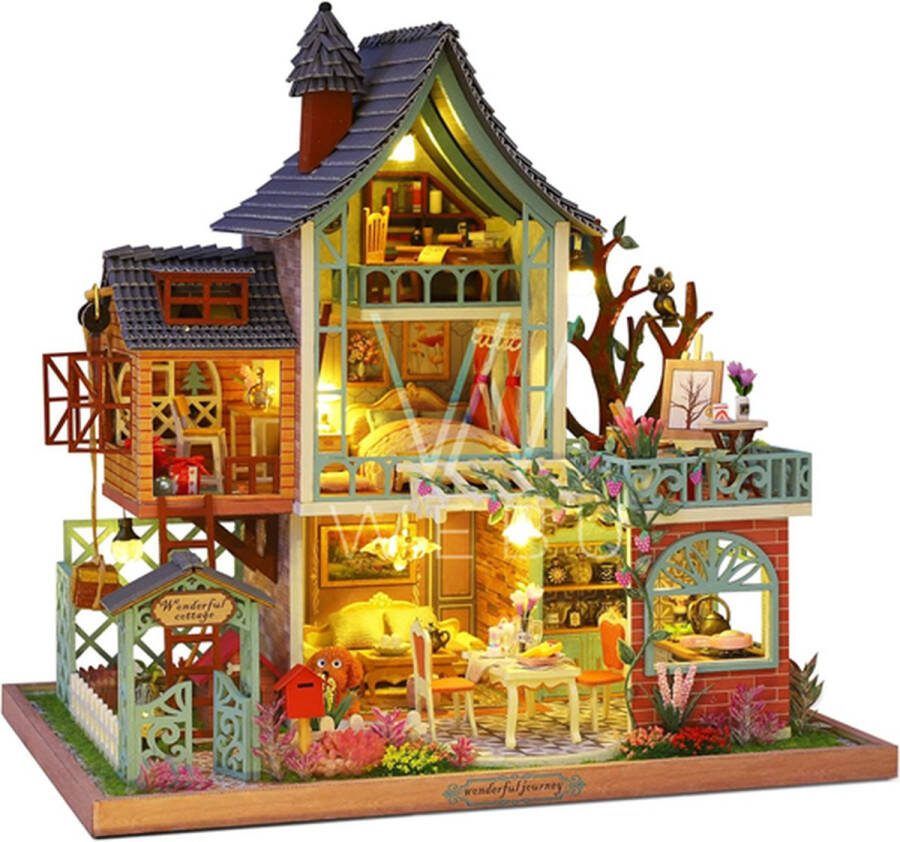 WEBU Premium Miniatuur XXL bouwpakket Voor Volwassenen (14+) Modelbouwpakket DIY Poppenhuis – incl. Led Licht en Muziek Love Story