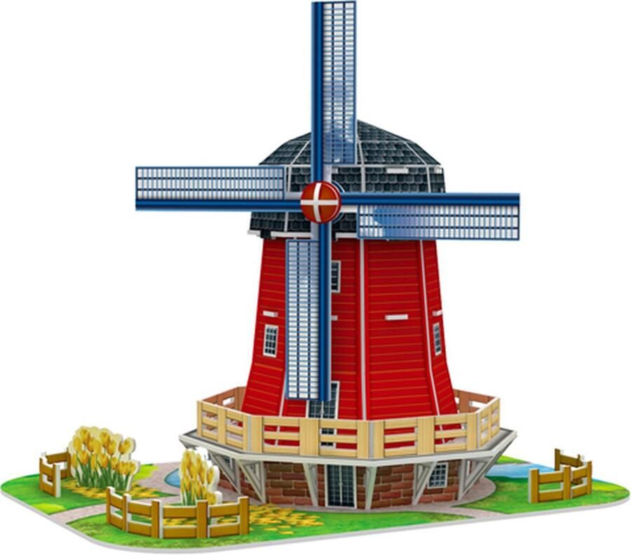 WEBU Premium Bouwpakket Voor Volwassenen en Kinderen Bouwpakket 3D puzzel Modelbouwpakket DIY Dutch Windmill