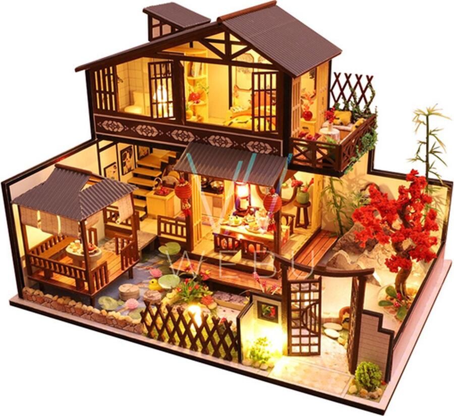 WEBU Premium Miniatuur XXL bouwpakket Voor Volwassenen (14+) Modelbouwpakket DIY Poppenhuis – incl. Led Licht en Muziek Perfect Home Coming