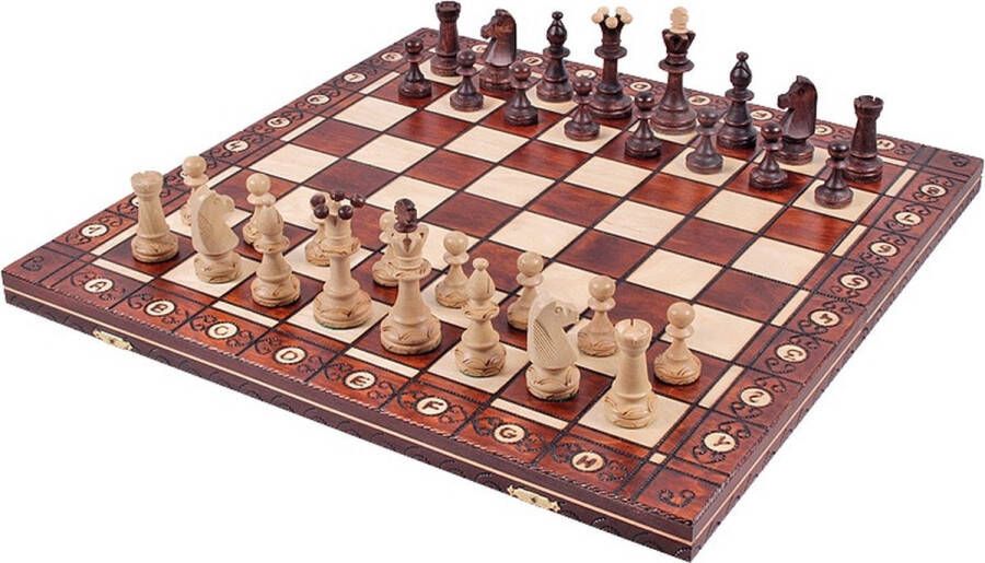 Wegiel Consul Luxe Houten Schaakset 48 x 48 cm Inklapbaar Schaakspel schaakbord met Schaakstukken Handgemaakt in Polen Chess Board Set