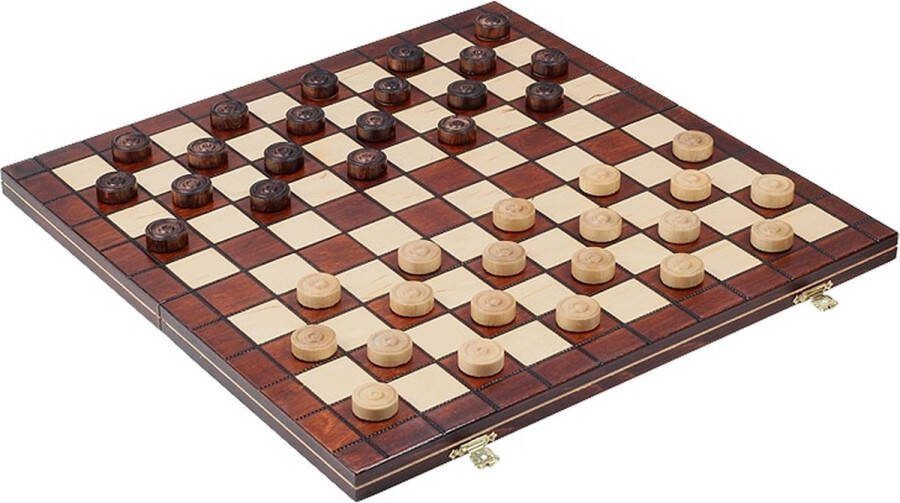 Wegiel Damset 10 x 10 velden Haagbeukenhout Dammen Dambord Checkers set 40 x 40 cm