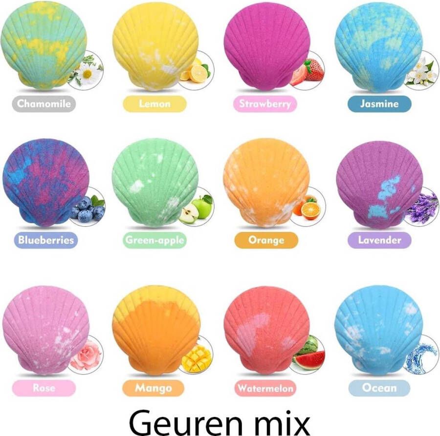 Wehl Commerce Bruisballen 10 schelp ultieme spa bruisballen (XL)-bruisballen voor bad- Lavendel Vanille Jasmijn Kokos + handmade