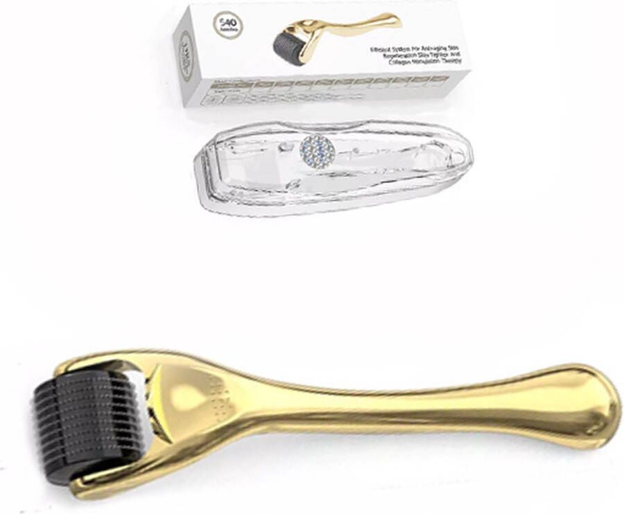 Wehl Commerce Dermarolling Deluxe premium gold Titanium dermaroller 540 naalden- 1 mm incl. Beschermkap en Opbergdoosje dermaroller haargroei dermaroller 0.5