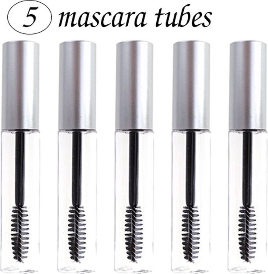 Wehl products mascara tube leeg Zilver- 5 tubes mascara leeg mascara flesje lege tube -mascara borsteltjes wegwerp