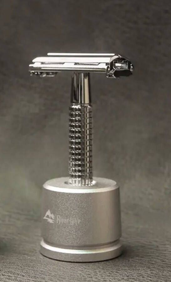 Wei Shi Weishi Safety Razor -Klassiek Scheermes Chroom + houder + 5 mesjes Double Edge Klassiek Scheermes voor Mannen en Vrouwen Duurzaam Scheren Zero Waste RVS Messing