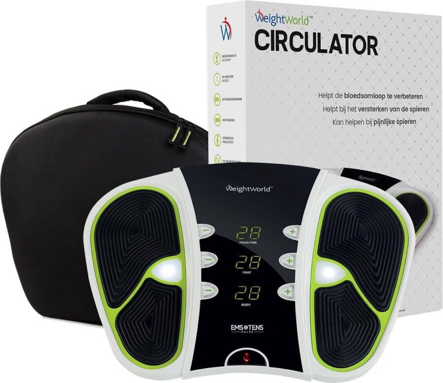 Weight World WeightWorld Circulator Bloedcirculatieapparaat Voetmassage apparaat voor de benen en voeten Met 4 extra elektroden en opbergtas