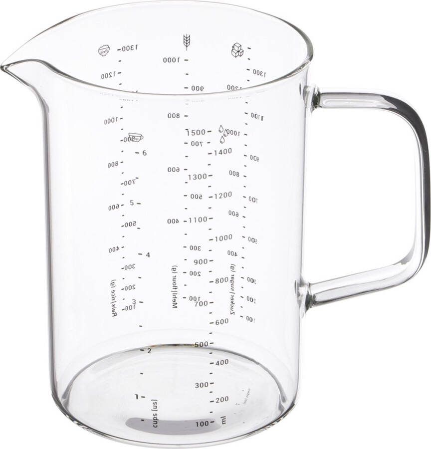 Weis Maatbeker van borosilicaatglas 1.5 liter vaatwasmachinebestendig 5 overzichtelijke schaalverdelingen