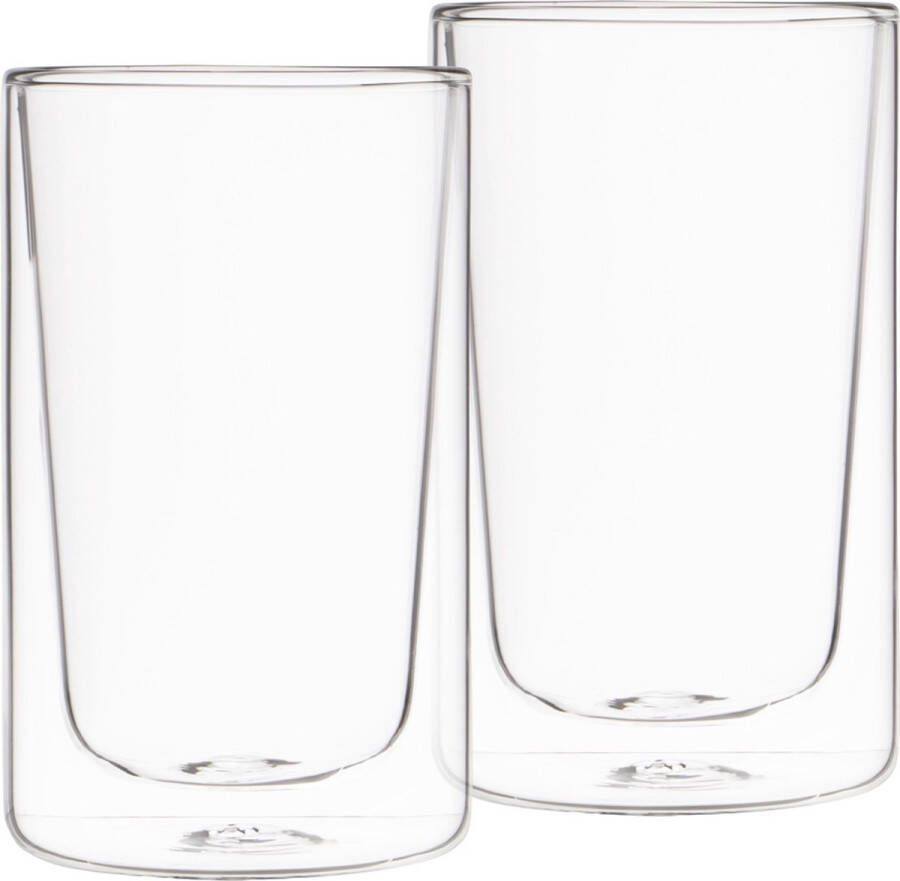 Weiss Weis Dubbelwandige Koffieglazen borosilicaatglas Modern theeglazen XL 350ml set van 2 stuks