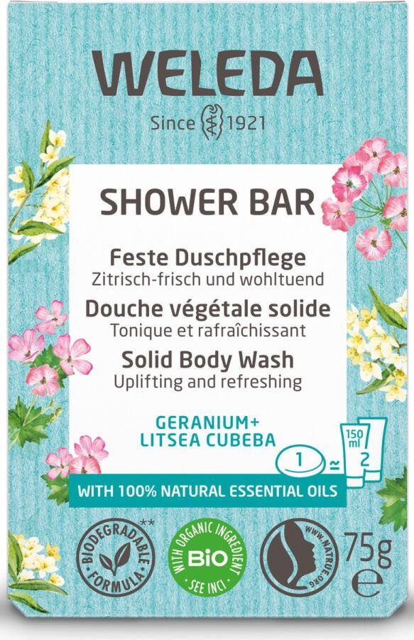 Weleda Shower Bar Geranium + Litsea cubeba 75g 100% natuurlijk