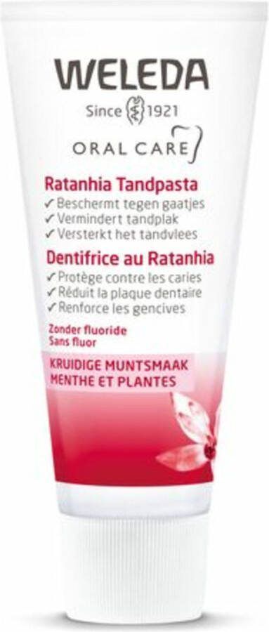 Weleda Tandpasta Ratanhia 75ml 100% natuurlijk