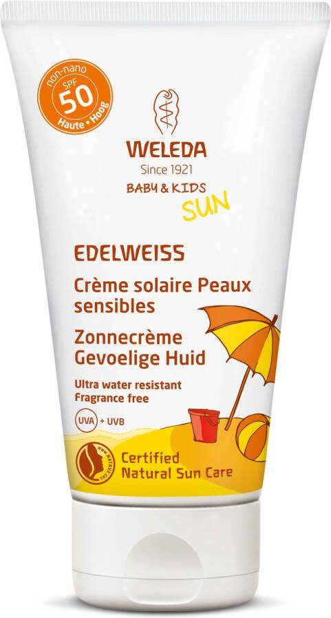 Weleda Zonnecrème Gevoelige Huid SPF50 Baby & Kind 50ml Edelweiss 100% natuurlijk