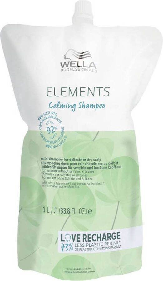 Wella Elements Calming Shampoo Refill 1000 ml Normale shampoo vrouwen Voor Alle haartypes