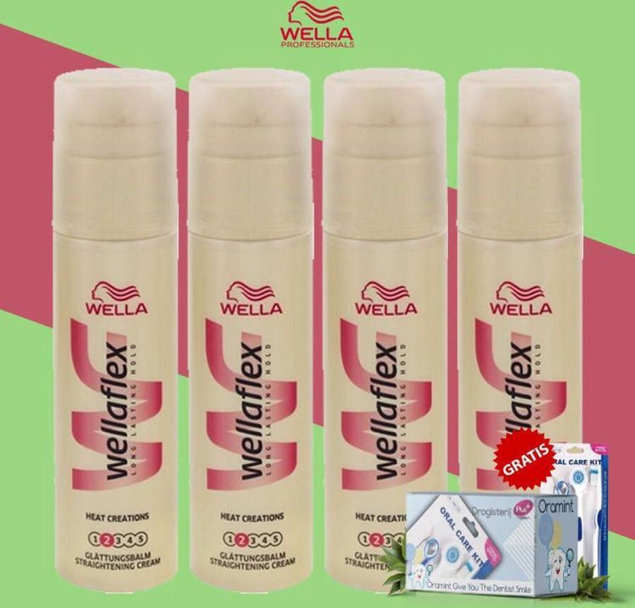 Wella flex Heat Creation Straightening Creme 100ml 4 Pack Voordeelverpakking Oramint Oral Care Kit