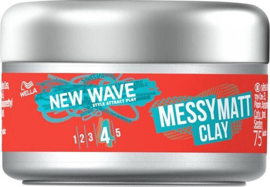 Wella New Wave Messy Matt Clay Ligt 6 x 75 ml Voordeelverpakking