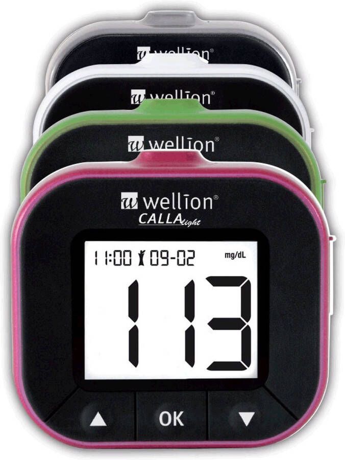 Wellion Calla Light glucosemeter startpakket (met 10 strips en 10 lancetten) Paars