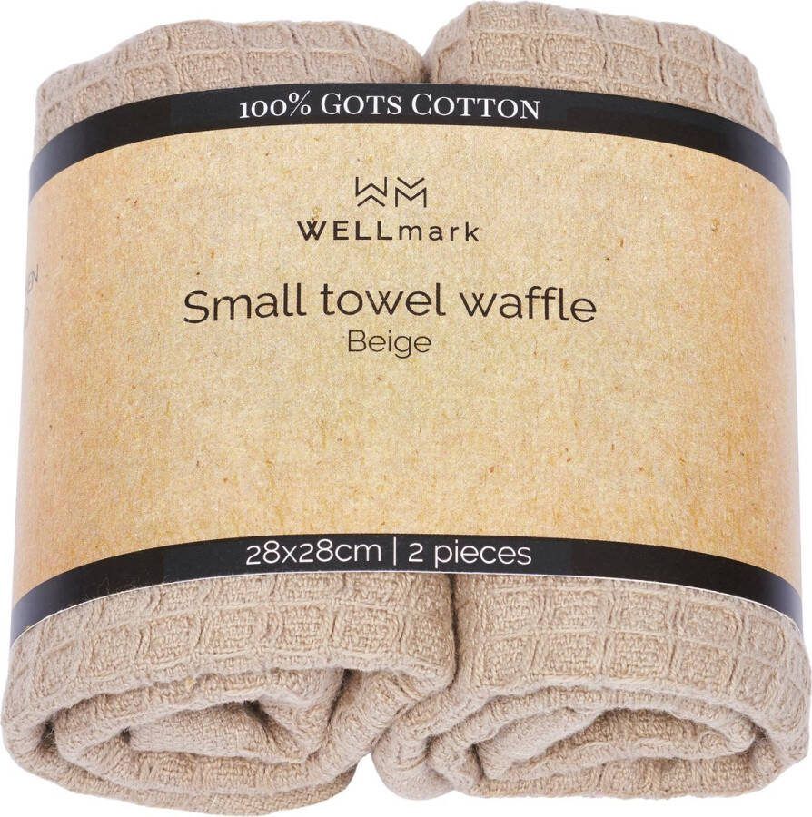 Wellmark Kleine waffle vaatdoek beige 2 stuks