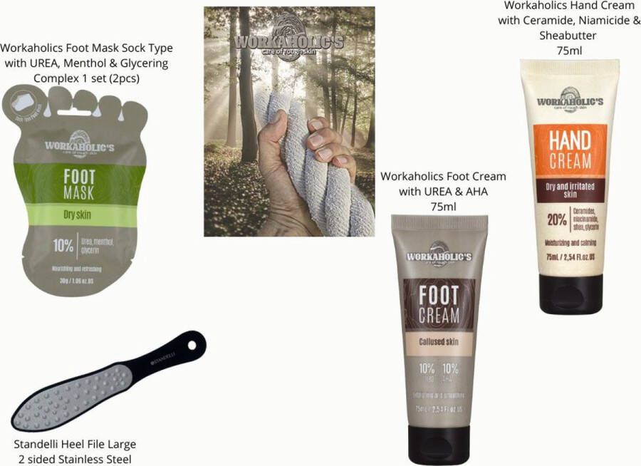Wellness Lab Cosmetics Workaholics 4 delige Voet & Hand verzorgingsset Sock-Type Foot Mask Foot Cream Hand Cream Hielen Vijl