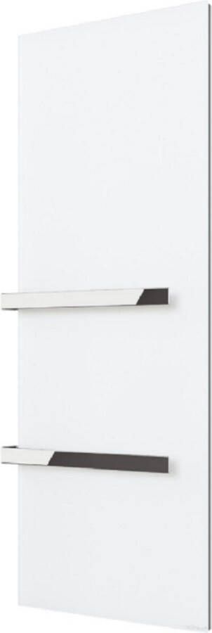 Welltherm Handdoek Droger Glas Satin Wit 550 Watt| 60x120 cm infraroodpaneel met 1 doorlopende Handdoekbeugel van chroom