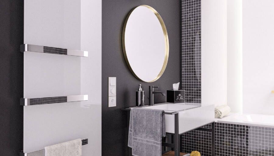 Welltherm luxe badkamerverwarming met handdoek droger 660 Watt kristal wit met doorlopend Handdoekhouder chroom