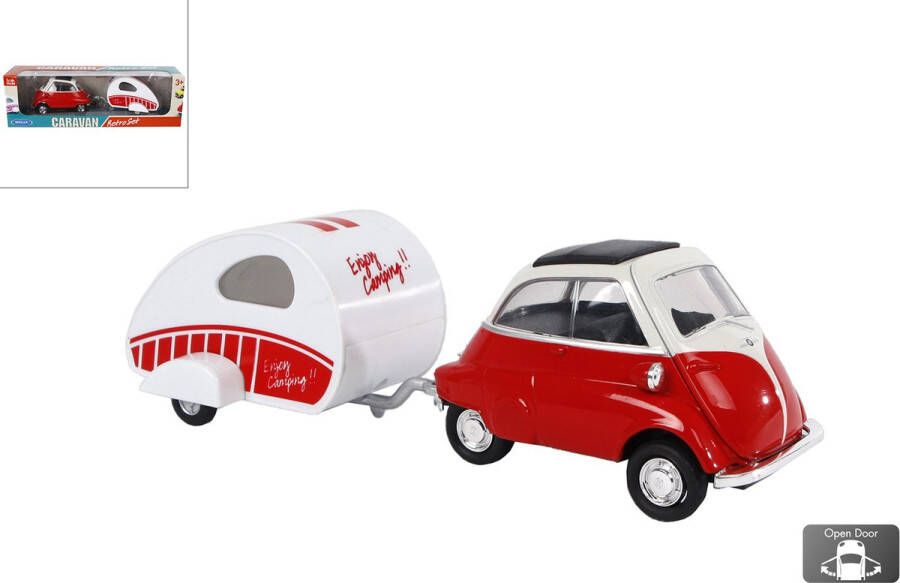 Welly Auto Bmw Isetta 18 5 Cm Staal Rood wit 2-delig