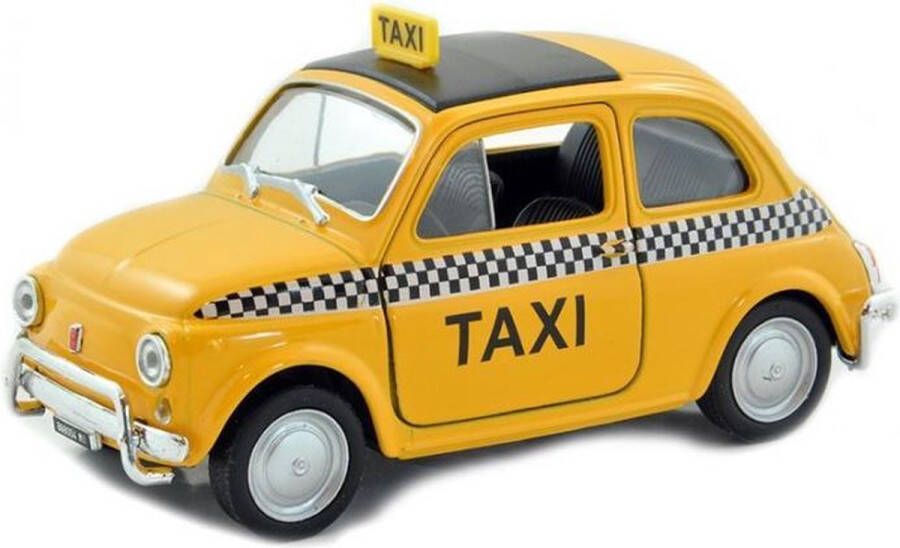 Welly Modelauto Fiat 500 taxi geel 12 cm Schaal 1:24 Speelgoedauto Miniatuurauto