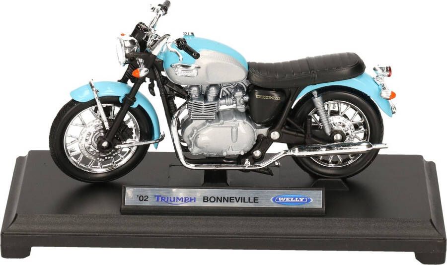 Welly Modelmotor Triumph Bonneville 1:18 blauw speelgoed motor schaalmodel