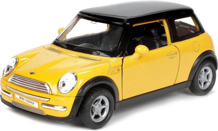 Welly Speelgoed Mini Cooper auto geel die-cast metaal 11 cm Model two colours