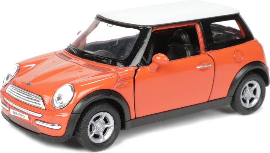 Welly Speelgoed Mini Cooper auto oranje die-cast metaal 11 cm Model two colours
