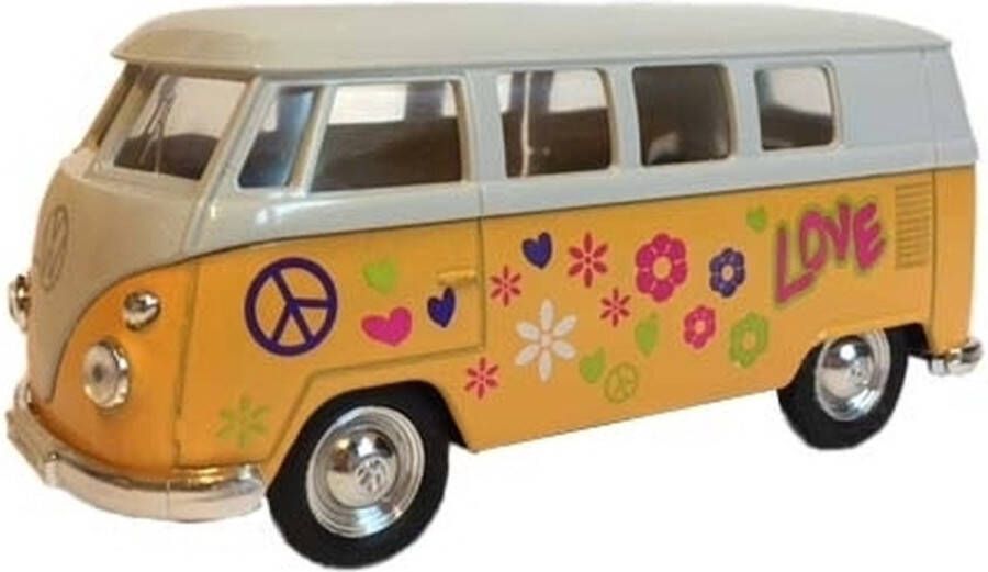 Welly Speelgoed Volkswagen gele hippiebus 15 cm