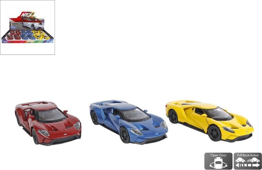 Welly Ford 2017gt Die Cast Pull Back 3ass 12cm verkoop per stuk merk
