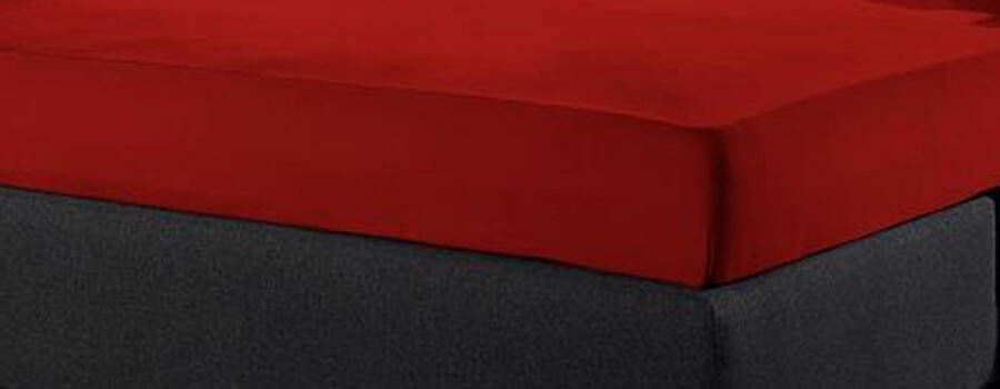 Welterusten Hoeslaken voor BOXSPRING of WATERBED Jersey -190 200 x 200 220 hoek 40 cm ROOD