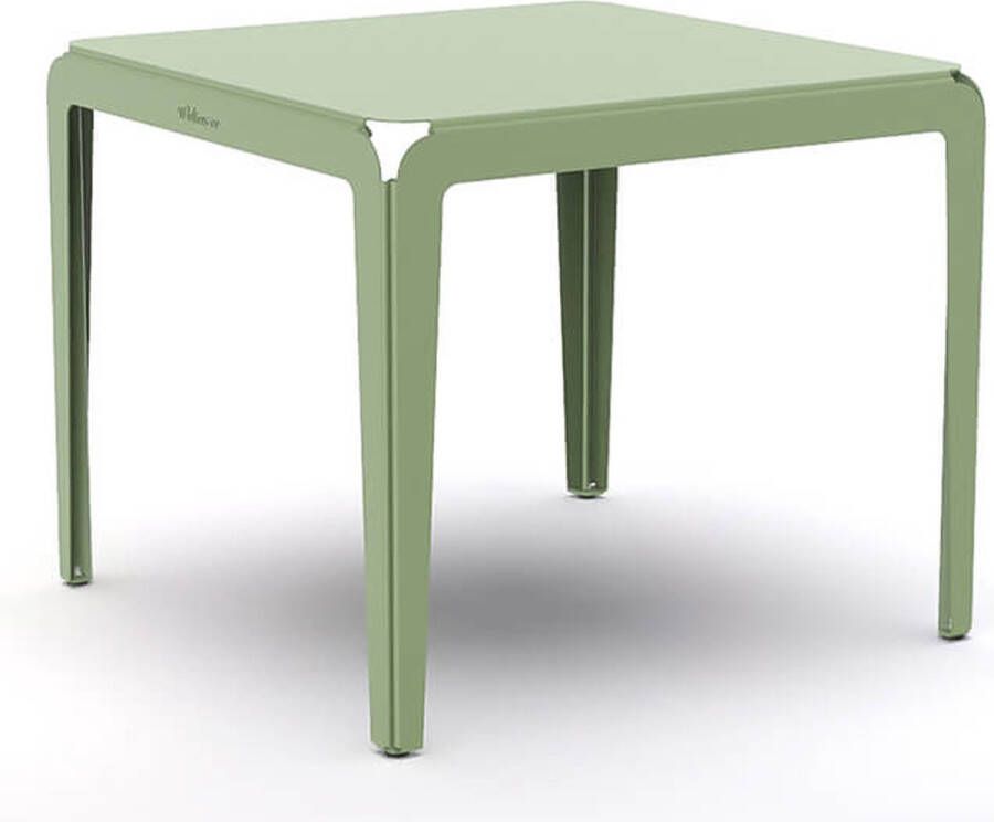 Weltevree Bended Table Aluminium Tuintafel 90 x 90 cm Tuinmeubel Buitentafel Vierkant Eettafel Buiten Tuin Tafel 4 Personen Lichtgroen