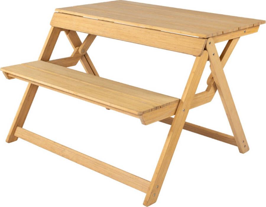 Weltevree Folding Picnic Table Opvouwbare Picknicktafel of Bank met Rugleuning Bamboe Bruin