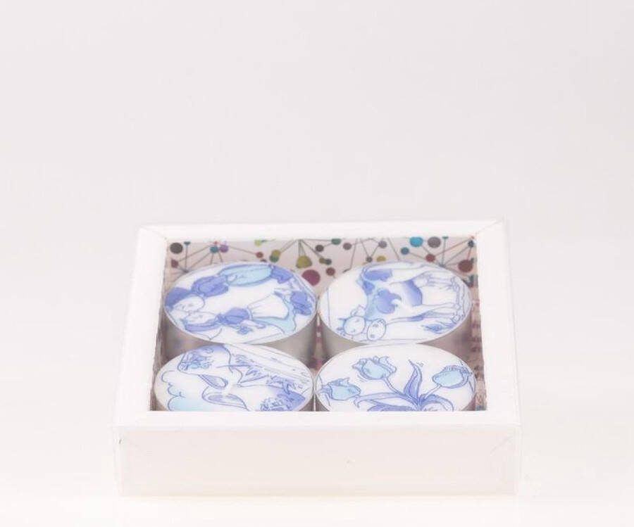 Wendyskaarsenwereld Theelichten Groot met Delfs Blauw