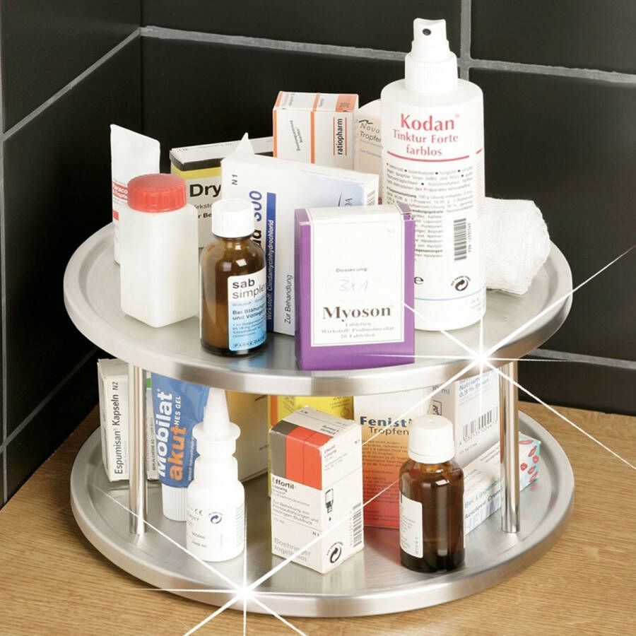 Wenko Draaiplateau koelkast 2 etages RVS Zilver Klaar voor gebruik Draaibaar