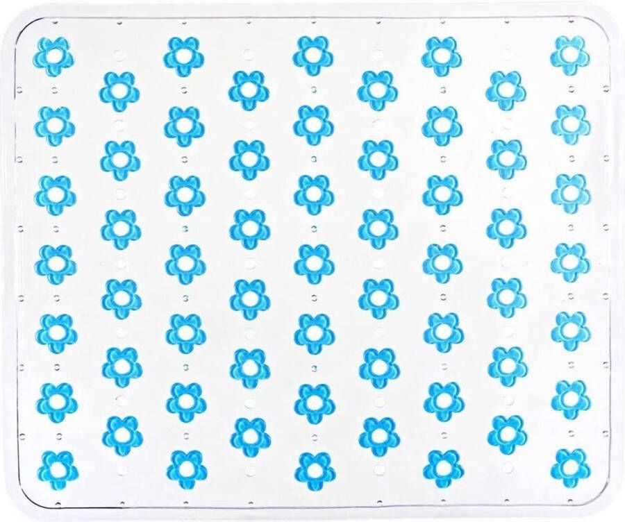 Wenko Fleurelle gootsteenmat afdruipmat | kunststof | 32 x 26.5 cm | transparant met blauwe bloemen