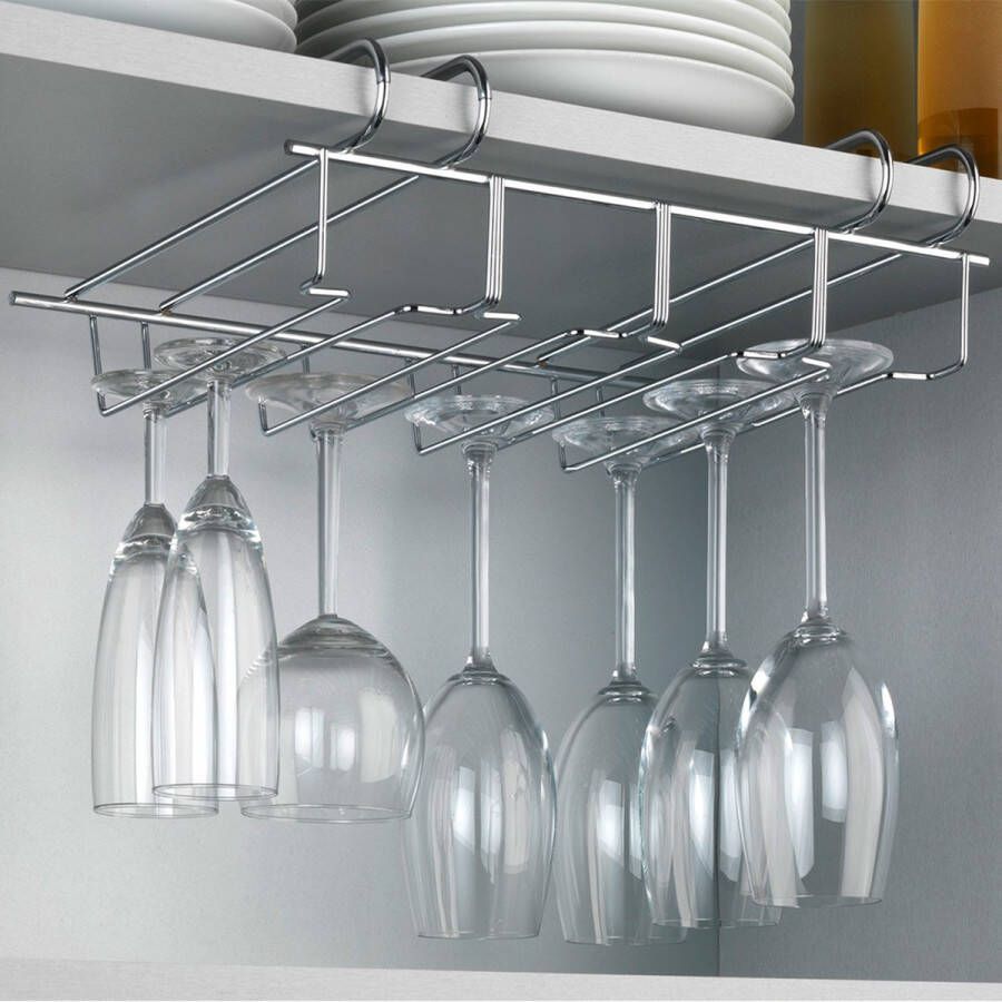 Wenko Glazenhouder aan plank Zilver Ophangen zonder boren