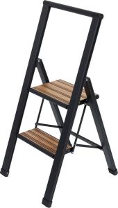 Wenko Huishoudtrapje Aluminium-design XXL-treden robuust aluminium in combinatie met bamboe