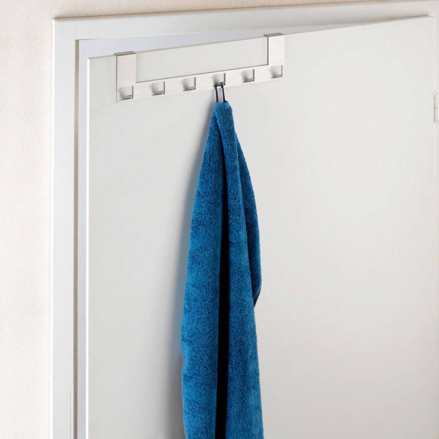 Wenko Opdekdeur kapstok 6 haken 4468100100 Ophangen zonder boren Geschikt voor opdekdeur