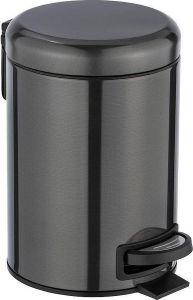 WENK o pedaalemmer Leman Metallic 3L RVS zwart 17x25x22 5cm