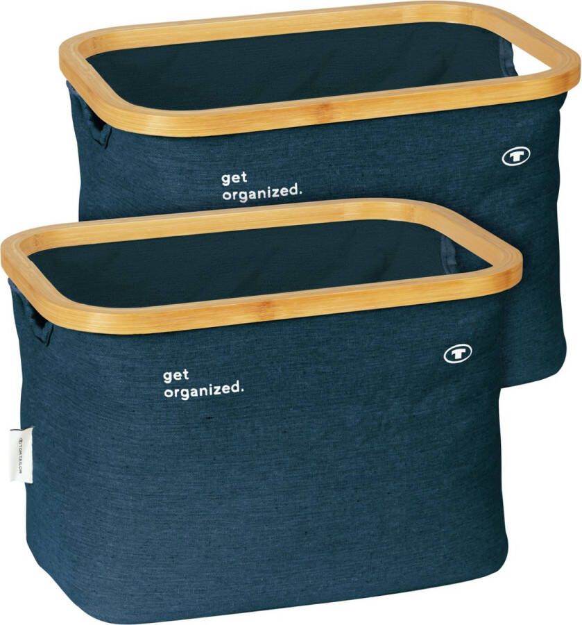 Wenko TOM TAILOR Opbergdoos Bamboe Frame Set van 2 Marineblauwe Mand Badkamer Organizer Boxen