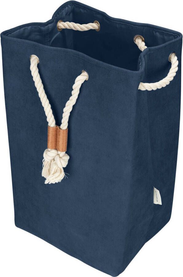 Wenko TOM TAILOR opvouwbare wasmand navy grote wasmand met koordhandvat opvouwbaar