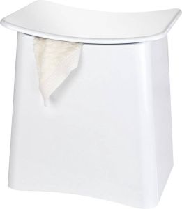 Wenko Wasmand en Badkruk Wing Wit Badkamerkruk