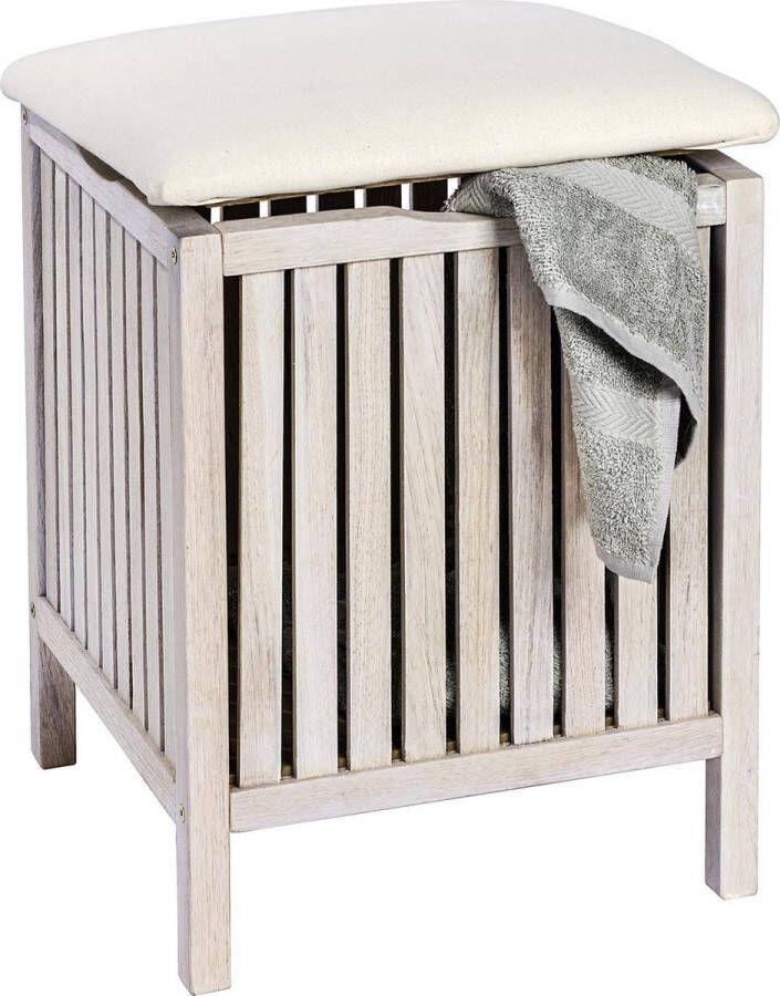 Wenko Badkruk Norway van massief walnotenhout wit gekalkt